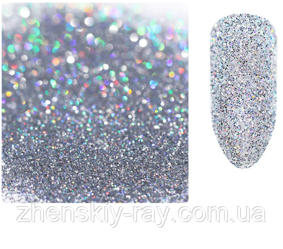 Пісок для декору нігтів ( срібло голографік)