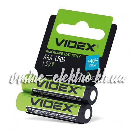 Лужна Батарейка AAA LR03 Videx шринк кард 2 шт