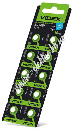 Батарейка Videx AG1 (LR621, LR60, 164, GP64A, 364, SR621W) 1,5v блистер 10 шт