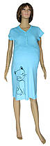 Нічна сорочка для вагітних і годувальниць 18303 Fanny Cat Blue інтерлок
