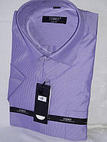 Рубашка мужская с коротким рукавом Simmen vk-0017 розовая миллиметровая полоска приталенная