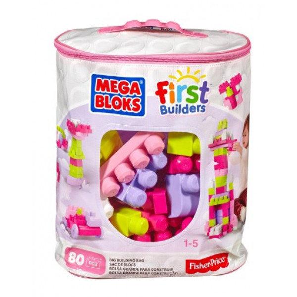 Mega Bloks рожевий конструктор 80 деталей в сумці DCH62 First Builders Big Building Bag Classic