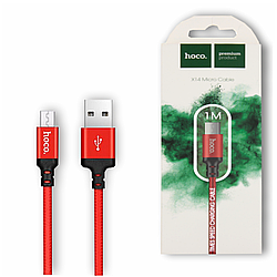 Кабель Micro USB "Hoco X14" 1м нейлон круглий дріт, червоний