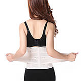 Жіночий пояс-бандаж для утягування післяпологового живота на липучках, корекція фігури, бежевий, розмір L, фото 3