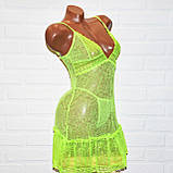 Відкрите комплект нічної жіночої білизни, салатовий секси пеньюар-сукня та труси стринги, розмір M, фото 3