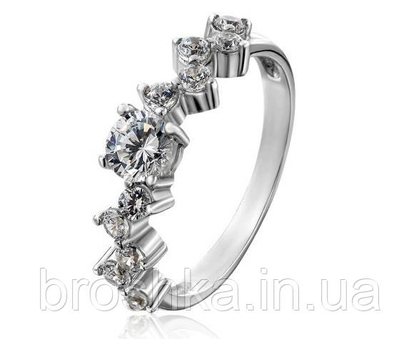 Срібна каблучка з білими цирконами, каблучка зі срібла з камінням, кільця 17й розмір