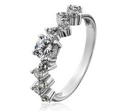 Срібна каблучка з білими цирконами, каблучка зі срібла з камінням, кільця 17й розмір