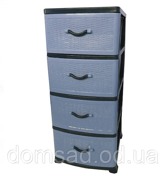 Комод пластиковий Efe Plastics 4 ящики 90х46х38, ротанг, сірий. Ефе пластик..