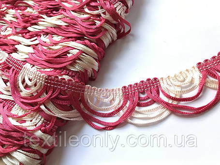 Бахрома для штор із кольором червоний із білим 4.5 см, фото 1