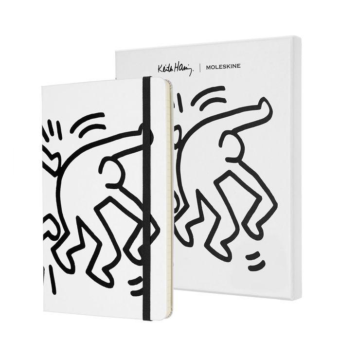 Набір Moleskine Limited Keith Haring Блокнот середній 13х21 см в лінію Білий + Ручка-ролер (8055002855907)