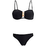 Купальник жіночий роздільний бандо з брошкою Ананас, розмір XL (чорний), фото 5