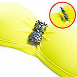 Купальник жіночий роздільний бандо з брошкою Ананас, розмір XL (чорний), фото 8