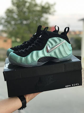Чоловічі кросівки Nike Air Foamposite Pro,чорні з бірюзовим, фото 2
