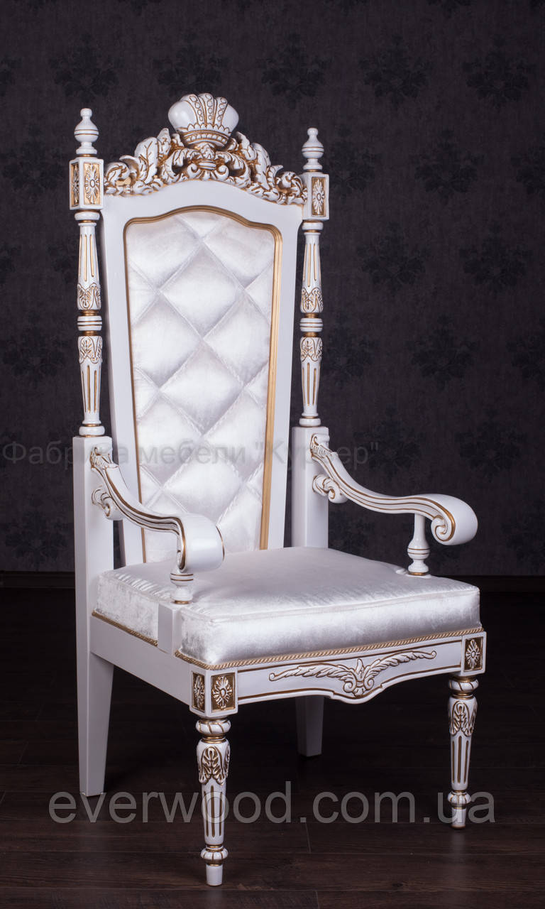 Різьблений трон з дерева "Монарх" від фабрики меблів під замовлення. Крісло трон, стілець трон з натурального
