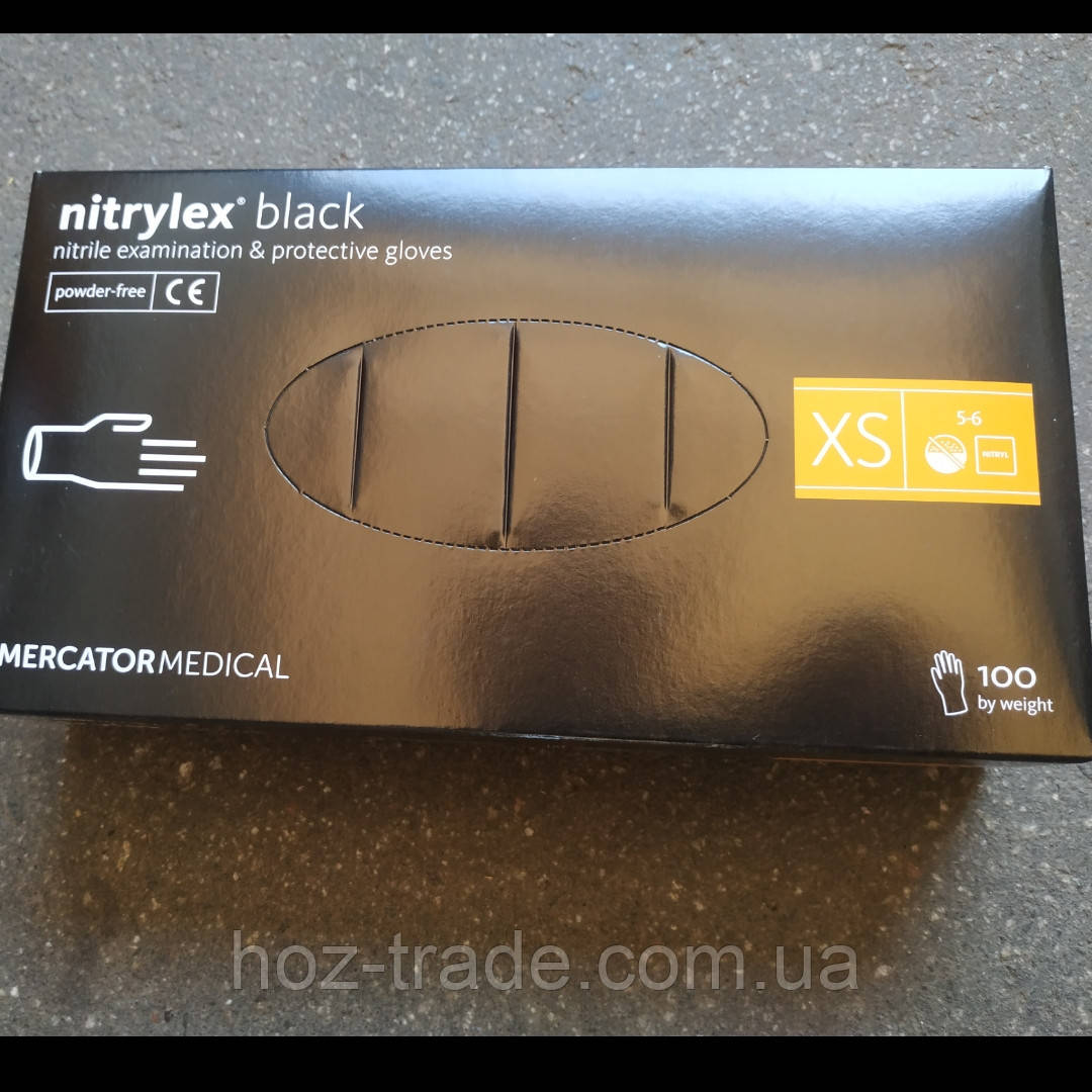 Перчатки Нитриловые Nitrylex black XS 6-7 - фото 1 - id-p1007944134