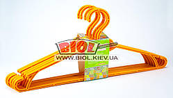 Набір 5 шт. вішалок для одягу 44 см (великий) пластикових (колір — жовтогарячий) Алеана ALN-121073-4