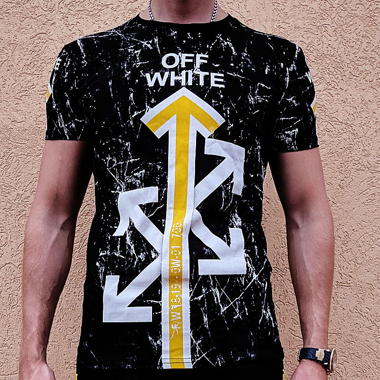 Стильна Чоловіча Футболка Off White чорна Преміум Якість 100% Бавовна Модна Офф вайт