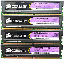 Комплект оперативной памяти Corsair DDR2 8Gb (4*2Gb) 1066MHz PC2 8500U CL5 2R8 (CM2X2048-8500C5) Б/У
