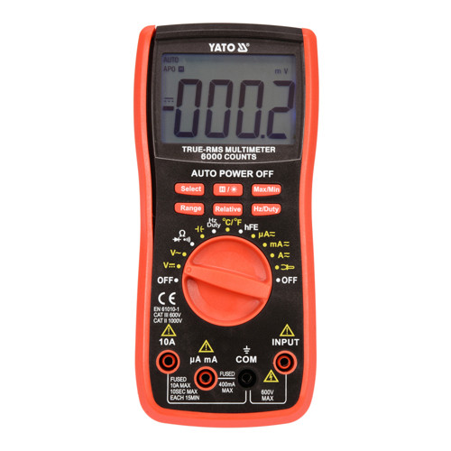 Цифровий мультиметр з LCD-дисплеєм і дротяними контактами YATO YT-73085 (Польща), фото 1