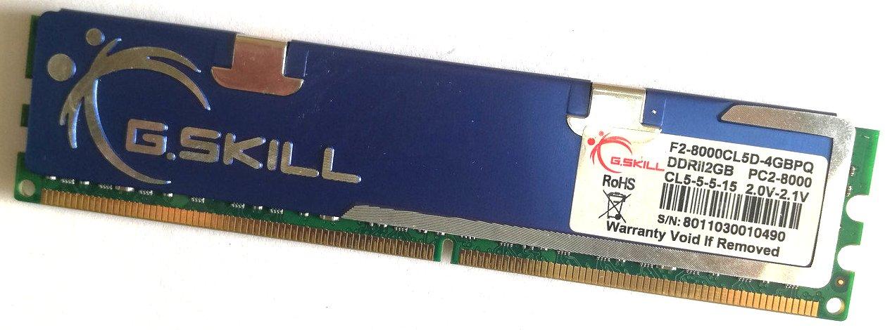 Ігрова оперативна пам'ять G. Skill DDR2 2Gb 1000MHz PC2 8000U CL5 (F2-8000CL5D-4GBPQ) Б/В