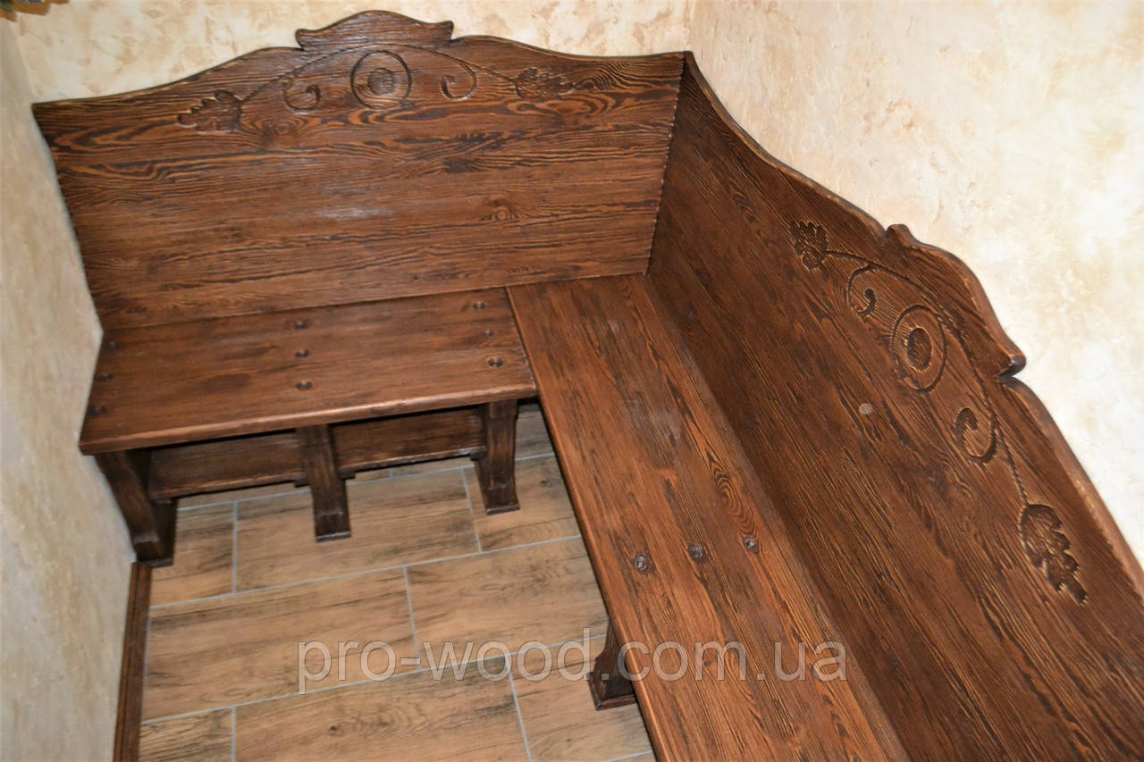 Лавка кутова з натурального дерева, фото 1