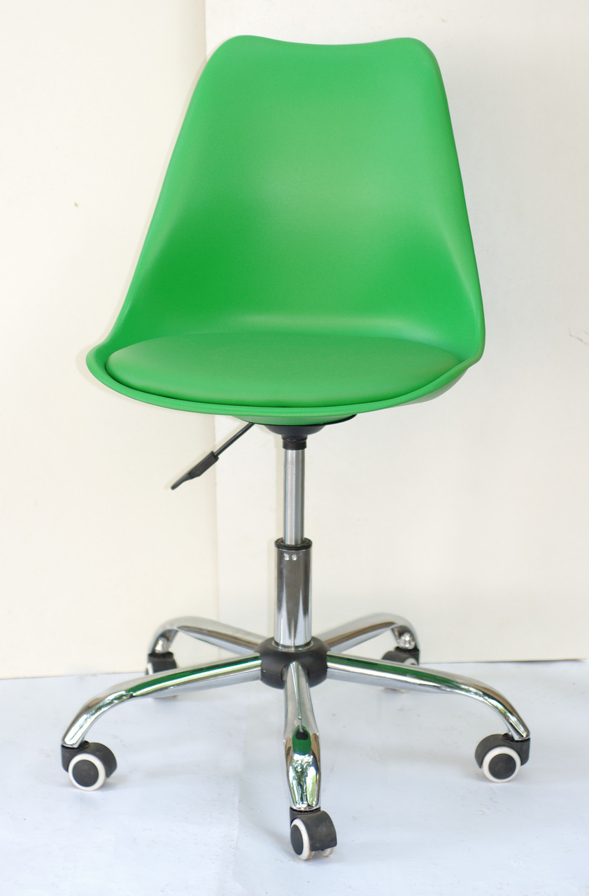 Крісло офісне пластик на колесах Milan Office зелений 44 (Мілан), сидіння екошкіра