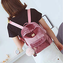 Оксамитовий/велюровий рюкзак із помпоном, фото 5