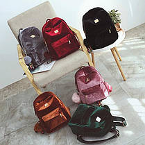 Оксамитовий/велюровий рюкзак із помпоном, фото 2