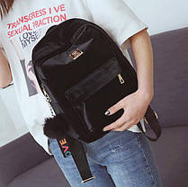 Оксамитовий/велюровий рюкзак із помпоном, фото 4