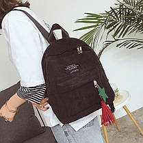 Шкільний вельветовий рюкзак із брелоком, фото 3