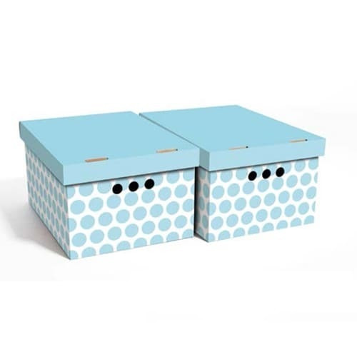 Набір картонних ящиків для зберігання А4, блакитний горох 2 шт.