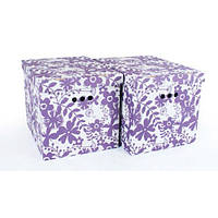 Набор картонных ящиков для хранения XL, фиолетовые цветы 2шт