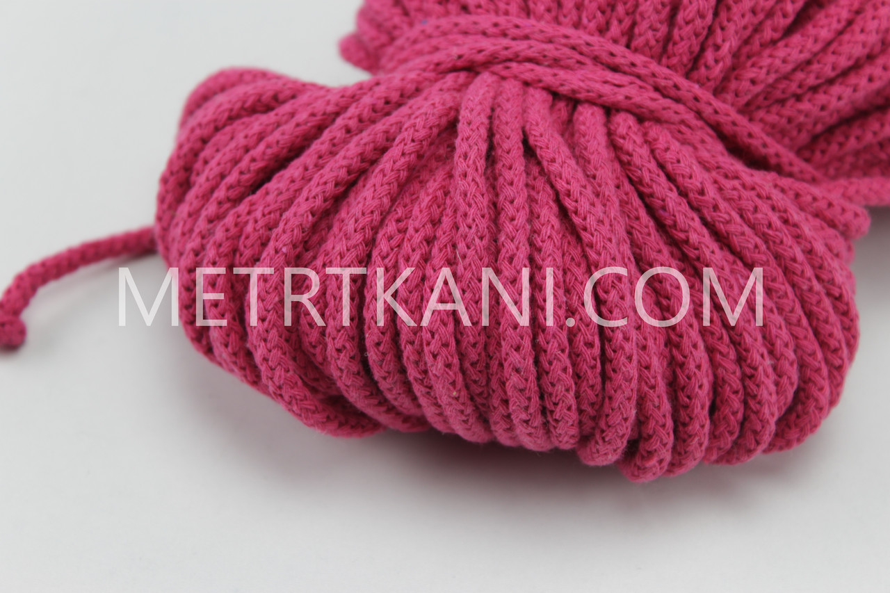 Шнур 100 бавовна, малиновий 5 мм No Ш-11, фото 1