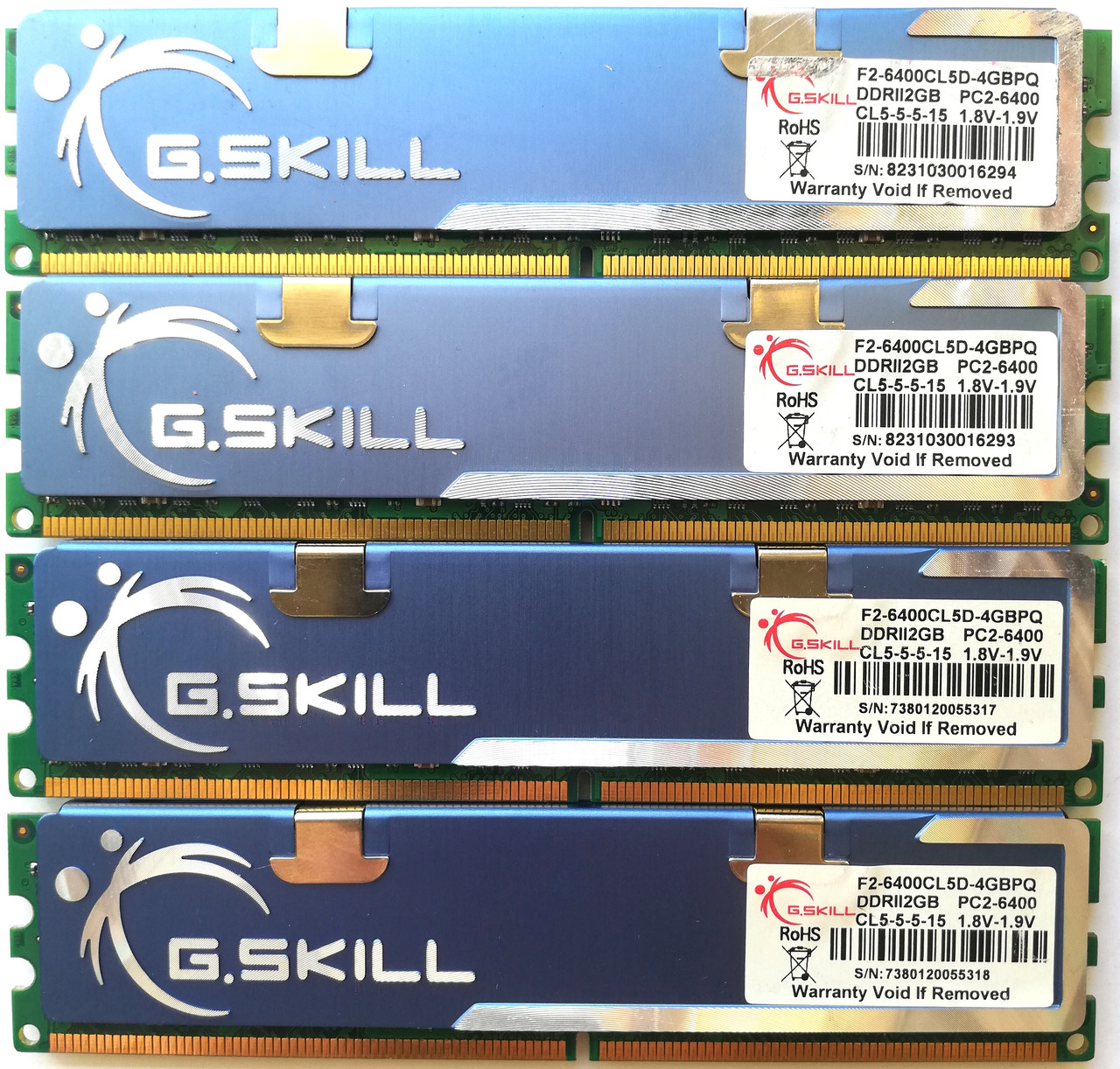 Комплект ігрової оперативної пам'яті G. Skill DDR2 8Gb (4*2Gb) 800MHz PC2 6400U CL5 (F2-6400CL5D-4GBPQ) Б/В