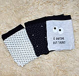 Набір жіночих трусиків, комплект із 3 штук, бавовна, Туреччина розмір M, сірі, чорні та білі з візерунком, фото 2