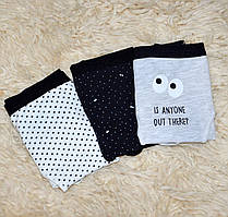 Набір молодіжних трусиків, комплект із 3 штук, бавовна, Туреччина розмір L, сірі, чорні та білі з візерунком