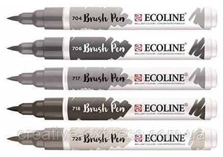 Набір пензлів-ручок Ecoline Brushpen GREY 5 к, Royal Talens, фото 3
