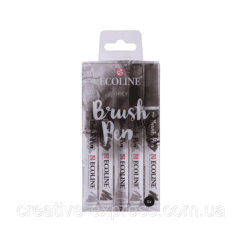 Набір пензлів-ручок Ecoline Brushpen GREY 5 к, Royal Talens