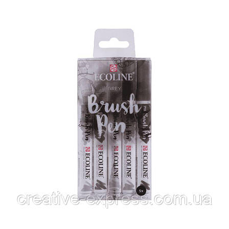 Набір пензлів-ручок Ecoline Brushpen GREY 5 к, Royal Talens, фото 1