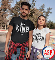 Футболки парные mr king mrs queen король и королева с номерами надписями логотипами на заказ