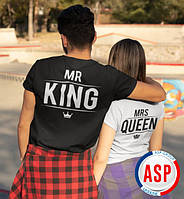 Футболки парные mr king mrs queen король и королева с номерами надписями логотипами на заказ