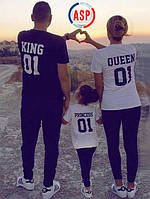 Футболки для сімейної фотосесії King 01, Queen 01, Princess 01, Family Look Фемілі лук друк за 1 день