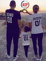 Футболки для семейной фотосессии King 01, Queen 01, Princess 01, Family Look Фэмили лук печать за 1 день