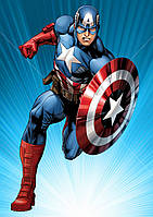 Вафельна картинка на торт "Супергерої/Месники" А4 Супергерої (Капітан Америка) - одна прямокутна картинка