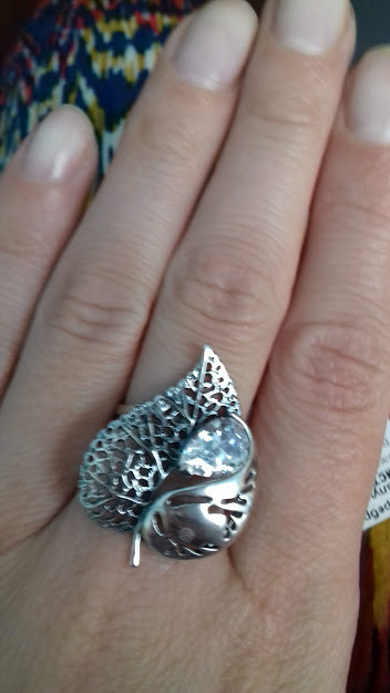 Срібне кільце Лист, фото 1