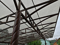 Терраса - Навес для автомобиля - производство и монтаж под монолитный поликарбонат