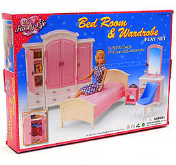 Лялькові меблі Gloria Глорія 24014 Спальня — ліжко, шафа, трюмо