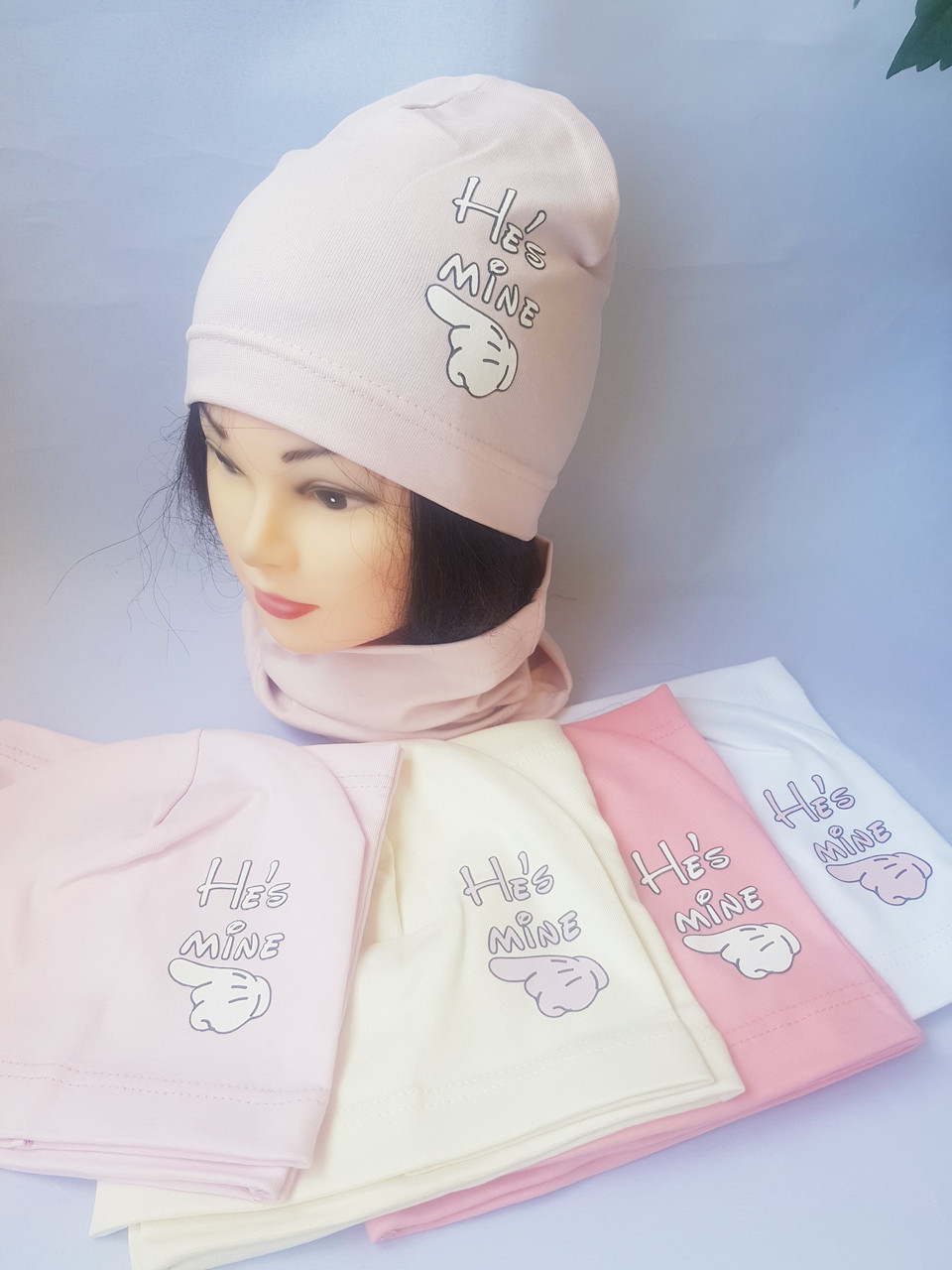 Оптом Шапка трикотажна одношарова + хомут для дівчинки р 52