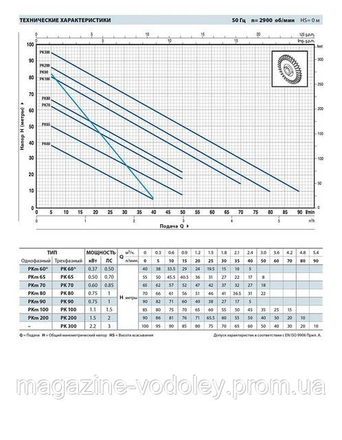 Вихревой насос PKm 60 (38 м, 2.4 куб/ч) - фото 2 - id-p1191132