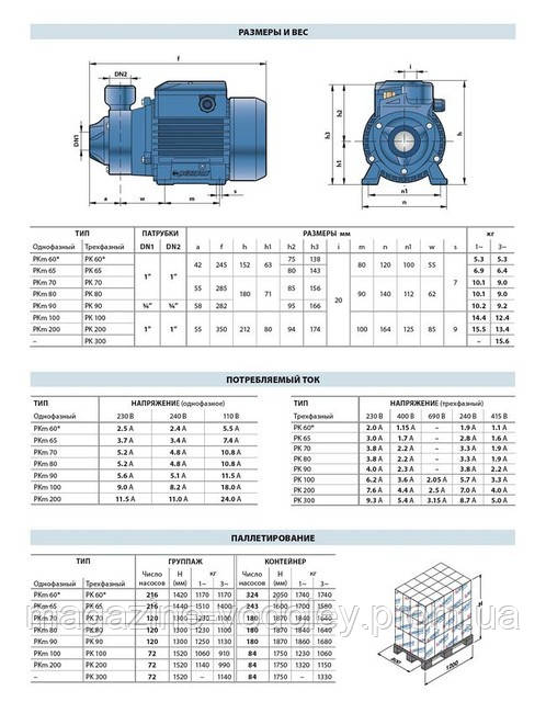 Вихревой насос PKm 60 (38 м, 2.4 куб/ч) - фото 4 - id-p1191132